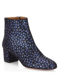 Bottines à fleurs bleu marine