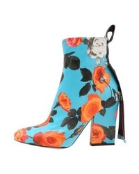 Bottines à fleurs turquoise MSGM