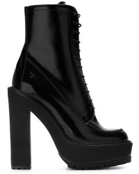 Bottines à lacets en cuir épaisses noires Givenchy