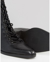 Bottines à lacets en cuir noires Asos