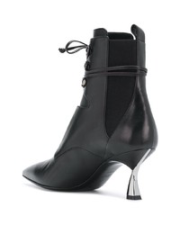 Bottines à lacets en cuir noires Casadei