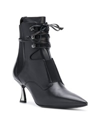 Bottines à lacets en cuir noires Casadei