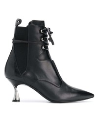 Bottines à lacets en cuir noires Casadei