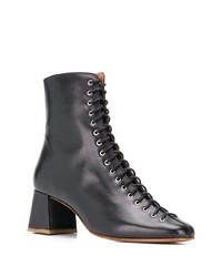 Bottines à lacets en cuir noires BY FA