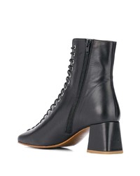 Bottines à lacets en cuir noires BY FA