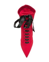 Bottines à lacets en cuir rouges Dolce & Gabbana