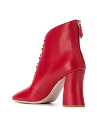 Bottines à lacets en cuir rouges Miu Miu