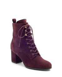 Bottines à lacets en daim pourpre foncé