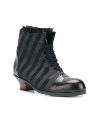 Bottines à lacets en toile noires Munoz Vrandecic