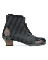 Bottines à lacets en toile noires Munoz Vrandecic