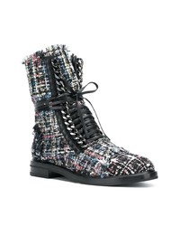 Bottines à lacets en toile noires Casadei