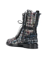 Bottines à lacets en toile noires Casadei