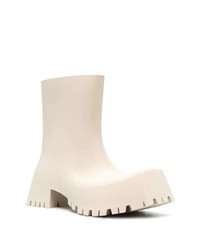 Bottines chelsea en caoutchouc blanches Balenciaga