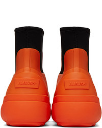 Bottines chelsea en caoutchouc orange Ambush