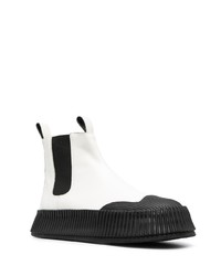 Bottines chelsea en cuir blanches et noires Jil Sander