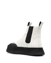 Bottines chelsea en cuir blanches et noires Jil Sander