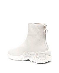 Bottines chelsea en cuir blanches Raf Simons