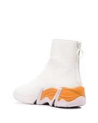 Bottines chelsea en cuir blanches Raf Simons