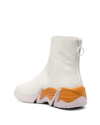 Bottines chelsea en cuir blanches Raf Simons