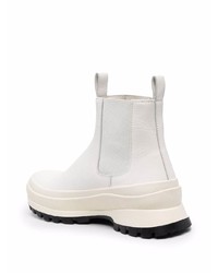 Bottines chelsea en cuir blanches Jil Sander