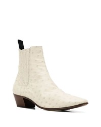 Bottines chelsea en cuir blanches Saint Laurent