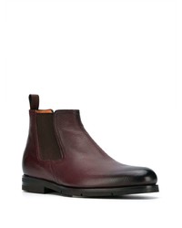 Bottines chelsea en cuir bordeaux Santoni