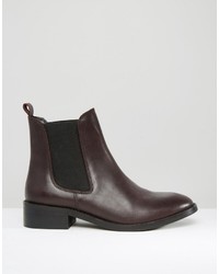 Bottines chelsea en cuir bordeaux Asos