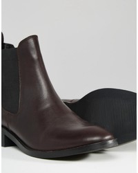 Bottines chelsea en cuir bordeaux Asos