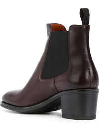 Bottines chelsea en cuir bordeaux Santoni