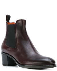 Bottines chelsea en cuir bordeaux Santoni