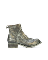 Bottines chelsea en cuir camouflage olive