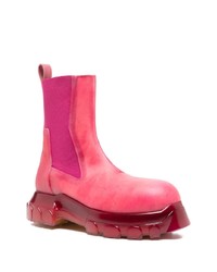 Bottines chelsea en cuir fuchsia Rick Owens