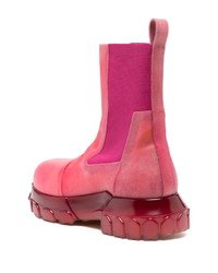 Bottines chelsea en cuir fuchsia Rick Owens