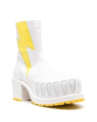 Bottines chelsea en cuir imprimées blanches Walter Van Beirendonck