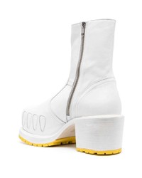 Bottines chelsea en cuir imprimées blanches Walter Van Beirendonck