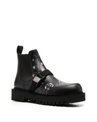 Bottines chelsea en cuir imprimées noires Valentino Garavani