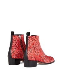 Bottines chelsea en cuir imprimées rouges Giuseppe Zanotti