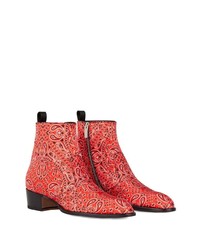 Bottines chelsea en cuir imprimées rouges Giuseppe Zanotti