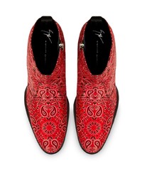 Bottines chelsea en cuir imprimées rouges Giuseppe Zanotti