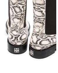 Bottines chelsea en cuir imprimées serpent blanches Givenchy