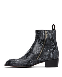 Bottines chelsea en cuir imprimées serpent bleu marine Giuseppe Zanotti