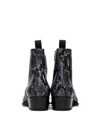 Bottines chelsea en cuir imprimées serpent bleu marine Giuseppe Zanotti