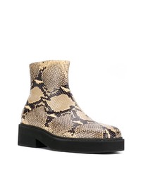 Bottines chelsea en cuir imprimées serpent marron clair Marni