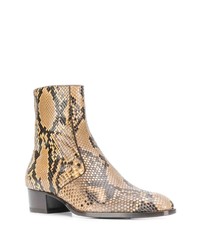 Bottines chelsea en cuir imprimées serpent marron clair Saint Laurent