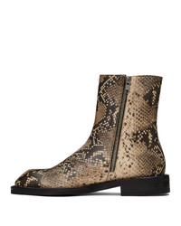 Bottines chelsea en cuir imprimées serpent marron Andersson Bell