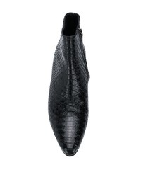 Bottines chelsea en cuir imprimées serpent noires Saint Laurent