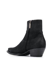 Bottines chelsea en cuir imprimées serpent noires Saint Laurent