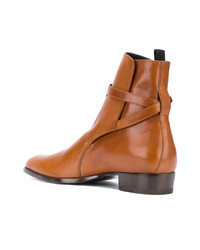 Bottines chelsea en cuir marron clair Saint Laurent