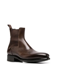 Bottines chelsea en cuir marron foncé Santoni