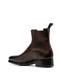 Bottines chelsea en cuir marron foncé Santoni